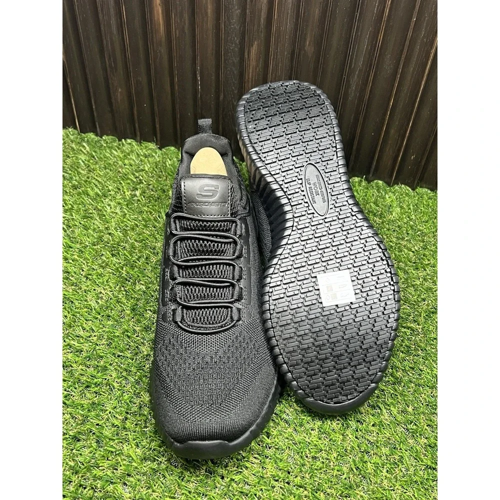 Size 8.5 Wide- Skechers Cessnock Relaxed Fit Memory Foam Men's BLK Work Sneakers